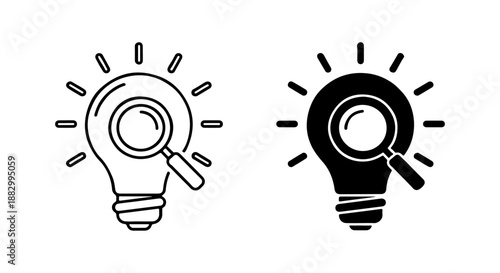 Illuminating Ideas Magnifying Glass on a Light Bulb, Representing Innovation and Discovery