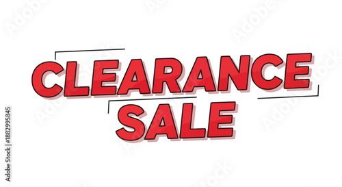 Vibrant red clearance sale announcement with a dynamic graphic design promoting significant discounts for shoppers seeking exceptional value and
