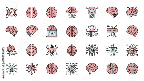 Collection of Brain Illustrations in Various Styles.