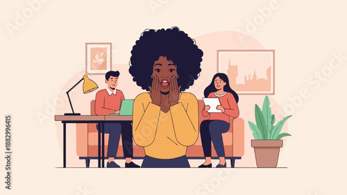 Surprise! People in a cozy setting react to something shocking