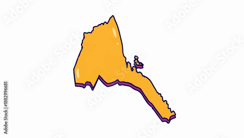 Stylized outline of a nation's territory in bright yellow with purple border