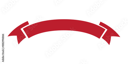Ribbon banner icon in red flat style.