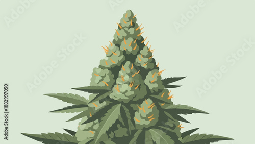 Stylized illustration of a cannabis bud with green leaves