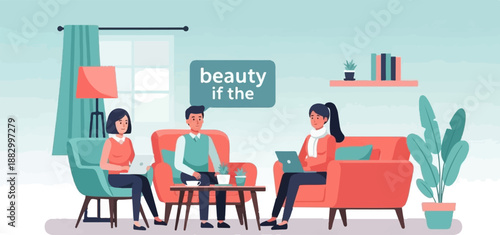 Three people working on laptops in a modern living room setting (2)