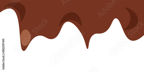 Elegant Chocolate Melt Drips. Liquid Chocolate Illustration, Food, Beverage, Graphics.