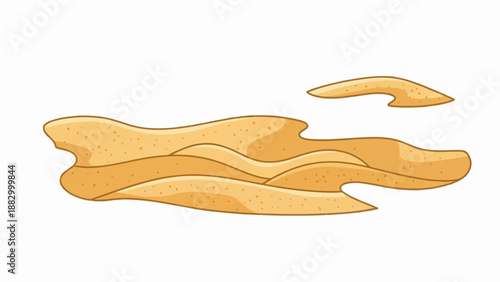 Stylized cartoon dunes with layered sand formations in warm golden hues