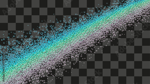 Water Bubbles Diagonal Flowing Gradient Stream of Blue Green Pink Circular Elements Isolated