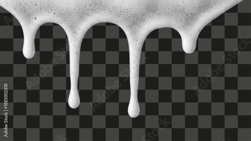 Soap Foam Flowing Border Realistic Vector Effect White Bubbly Texture Transparent Droplets Isolated Graphic Asset
