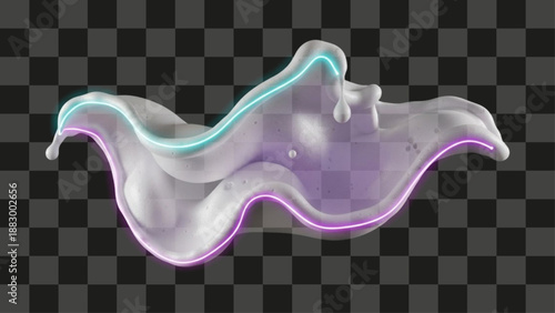 Creamy Foam Dynamic Splash Futuristic Neon Effect Aqua Magenta Light Isolated Rendered Element