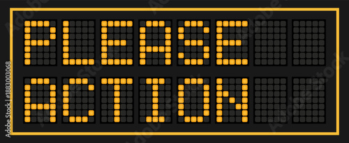 Orange color led banner in word please action on black background