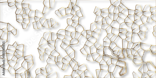 white Broken Stained Glass Background with golden lines. Broken glass effect texture vector design .Geometric Irregular Shapes, 3D Shadow Effect, .Multicolored geometric wattled mosaic pattern .