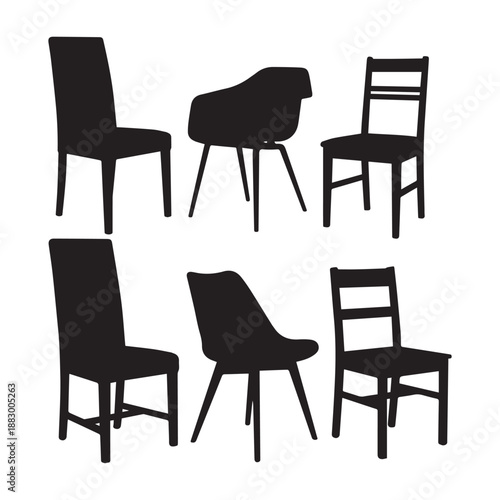 Chair silhouette icon set vector