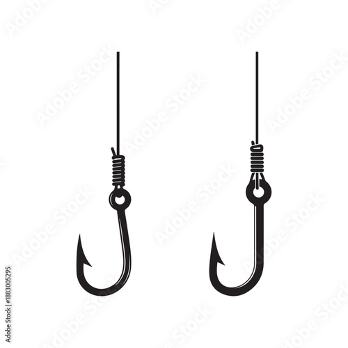 Fishing Hook icon set Hook silhouette vector