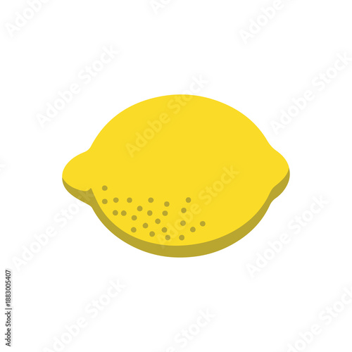 Bright yellow lemon graphic with textured skin and subtle shadows isolated on a clean white background