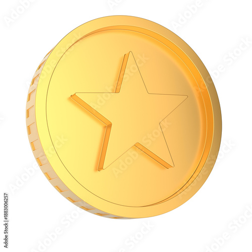 Gold coin with star on whit...
