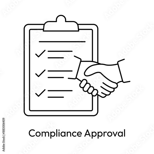 Signed tax checklist and regulatory confirmation process icon with editable stroke.