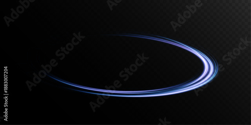 Blue Neon Energy Ring PNG with Glowing Circular Light Effect on Transparent Background