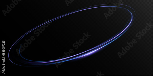 Blue Neon Energy Ring PNG with Glowing Circular Light Effect on Transparent Background