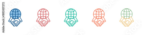 Global Partnership Icon Set Multiple Style Collection 