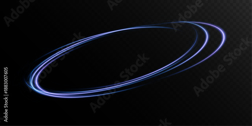 Electric Blue Neon Ring PNG with Dynamic Glow and Motion Light Effect
