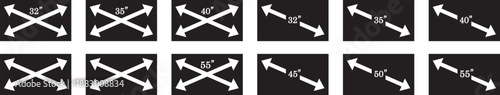 smart tv screen sizes icon set. 32, 35, 40, 45, 50, inches. Screen Symbol. Computer monitor. Screen inches size. High resolution. Isolated vector. Computer monitor. Screen inches size