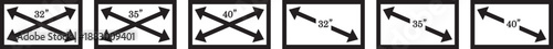 smart tv screen sizes icon set. 32, 35, 40, 45, 50, inches. Screen Symbol. Computer monitor. Screen inches size. High resolution. Isolated vector. Computer monitor. Screen inches size