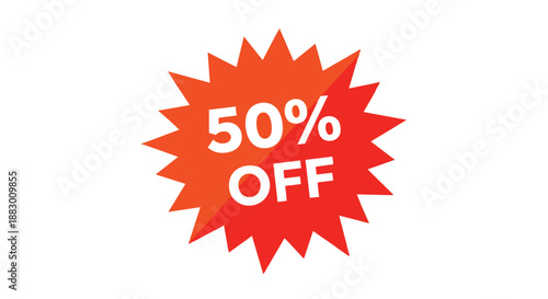 Vibrant promotional starburst offering a significant fifty percent markdown on various products and services an attractive half-price deal for