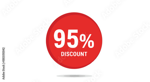 Striking red circular emblem prominently featuring a massive ninety-five percent discount offer boldly displayed for compelling promotional sales