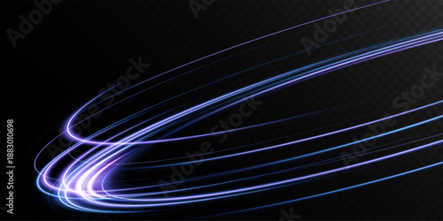 Electric Blue Neon Ring PNG with Dynamic Glow and Motion Light Effect