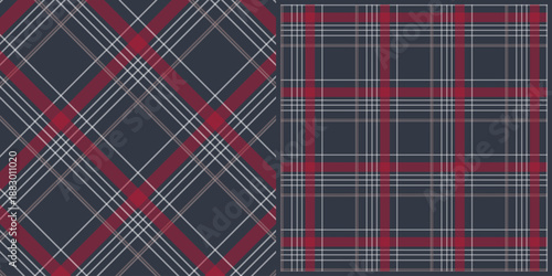 Plaid Pattern Design with Red and Grey on Dark Background