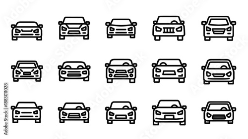 Collection of cars facing forward lineup.