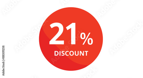 A vivid round emblem proudly showcasing a prominent twenty-one percent markdown, ideal for dynamic promotional efforts and attracting shoppers to