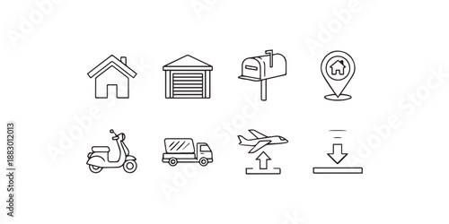 home icon set with technology and transportation sign icon