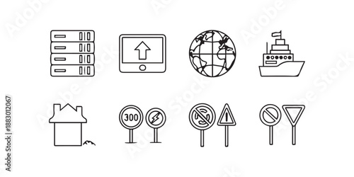 web and transportation icon set
