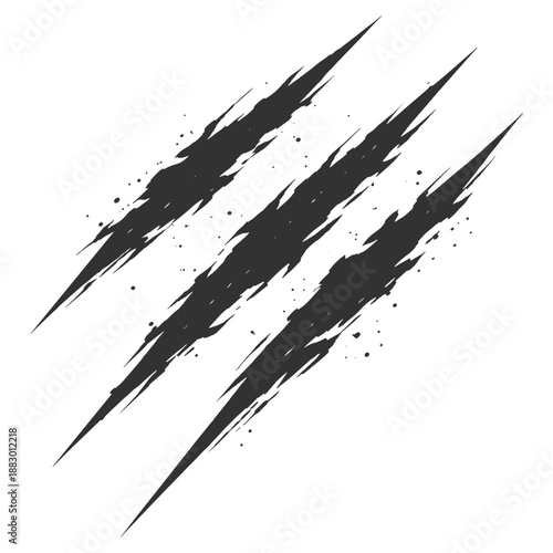 Claw scratch marks collection, comic style slash damage effects, jagged ripped torn scratches vector set for horror designs on transparent background