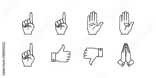 Vector illustration set of kitchen utensils and cutlery icons with a human hand cursor pointer for web button design