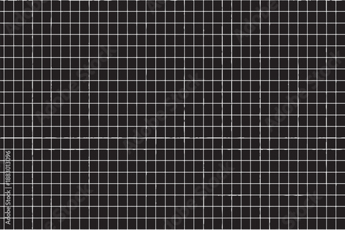 Distressed White Grid Pattern on Black Background - Grunge Textured Graph Paper Overlay