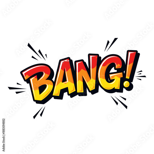 Comic book style BANG sound effect illustration.