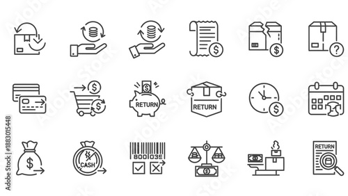 Collection of Ecommerce and Finance Icons.