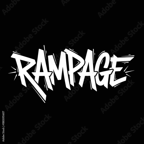 Rampage text in bold white graffiti style on a black background.