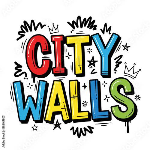 City Walls Graffiti Art Typography Design.