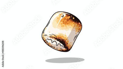 Captivating digital artwork portraying a beautifully caramelized marshmallow, a sweet treat perfect for campfire gatherings and delightful dessert
