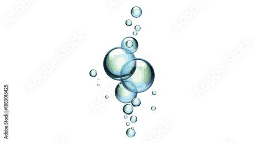 A dynamic arrangement of vibrant, effervescent bubbles ascending gracefully through a clear medium, symbolizing purity, refreshment, and upward