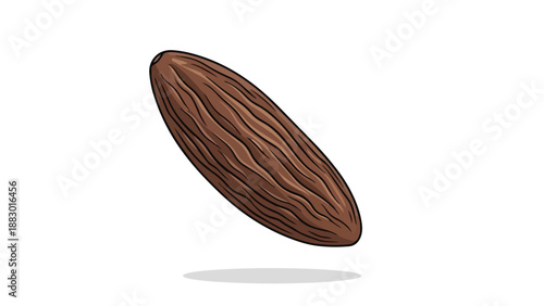 A delightful digital illustration of a single, ripe, brown date fruit, featuring intricate skin texture and rich, warm tones. It gracefully floats