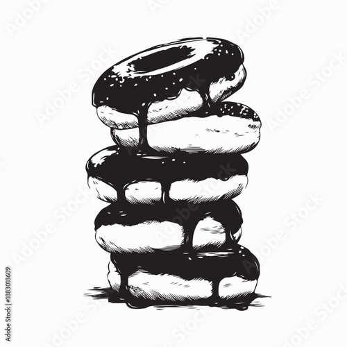 Delicious Stack Of Donuts Image Vector Isolated on White Background