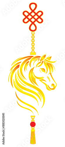 Chinese lanterns with fire horses. Chinese New Year decoration