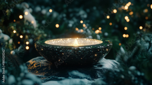 Wallpaper Mural Cacao ceremony space with festive decor, heart opening medicine, palette of frosty white, emerald green, and ruby red, holiday spiritual design, AI generated Torontodigital.ca