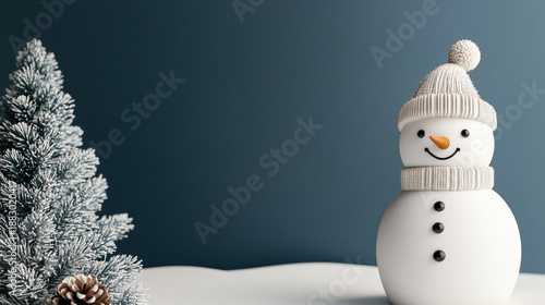 Wallpaper Mural Minimalist snowman with Christmas decoration, modern holiday banner design, AI generated Torontodigital.ca