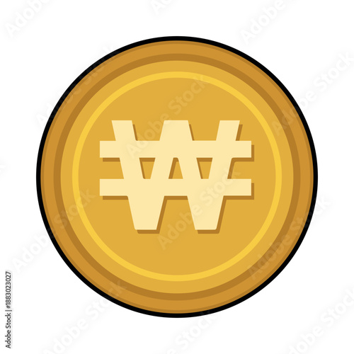 COIN CARTOON WITH CURRENCY ICON SYMBOL WON KOREA