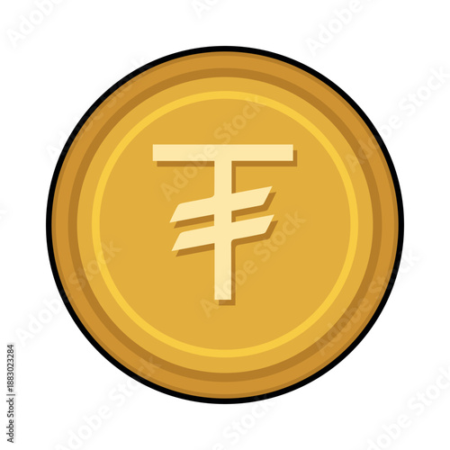 COIN CARTOON WITH CURRENCY ICON SYMBOL TUGRIK MONGOLIA